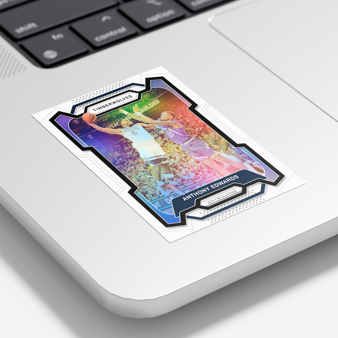 Custom Anthony Edwards Silver Holographic Prizm Sticker
