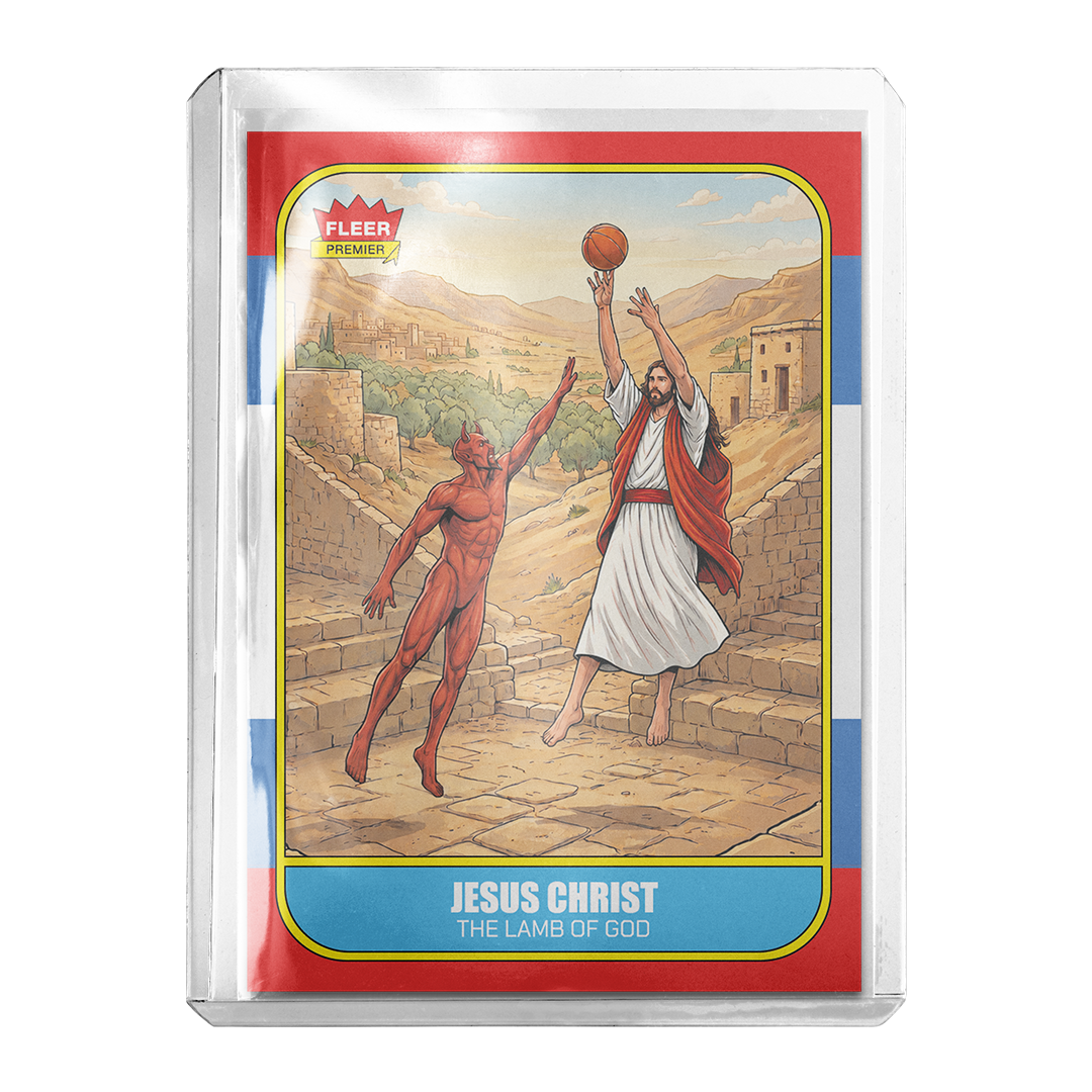Custom Jesus Christ Jumpshot Lamb of God Novelty Retro 1986 Basketball Card