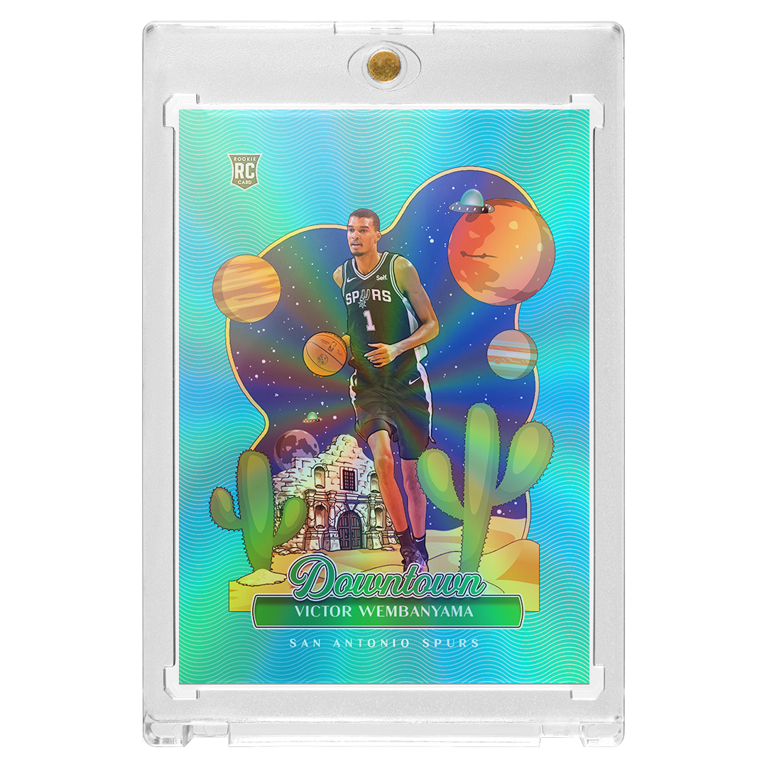 Custom Victor Wembanyama Blue Holographic Downtown Card