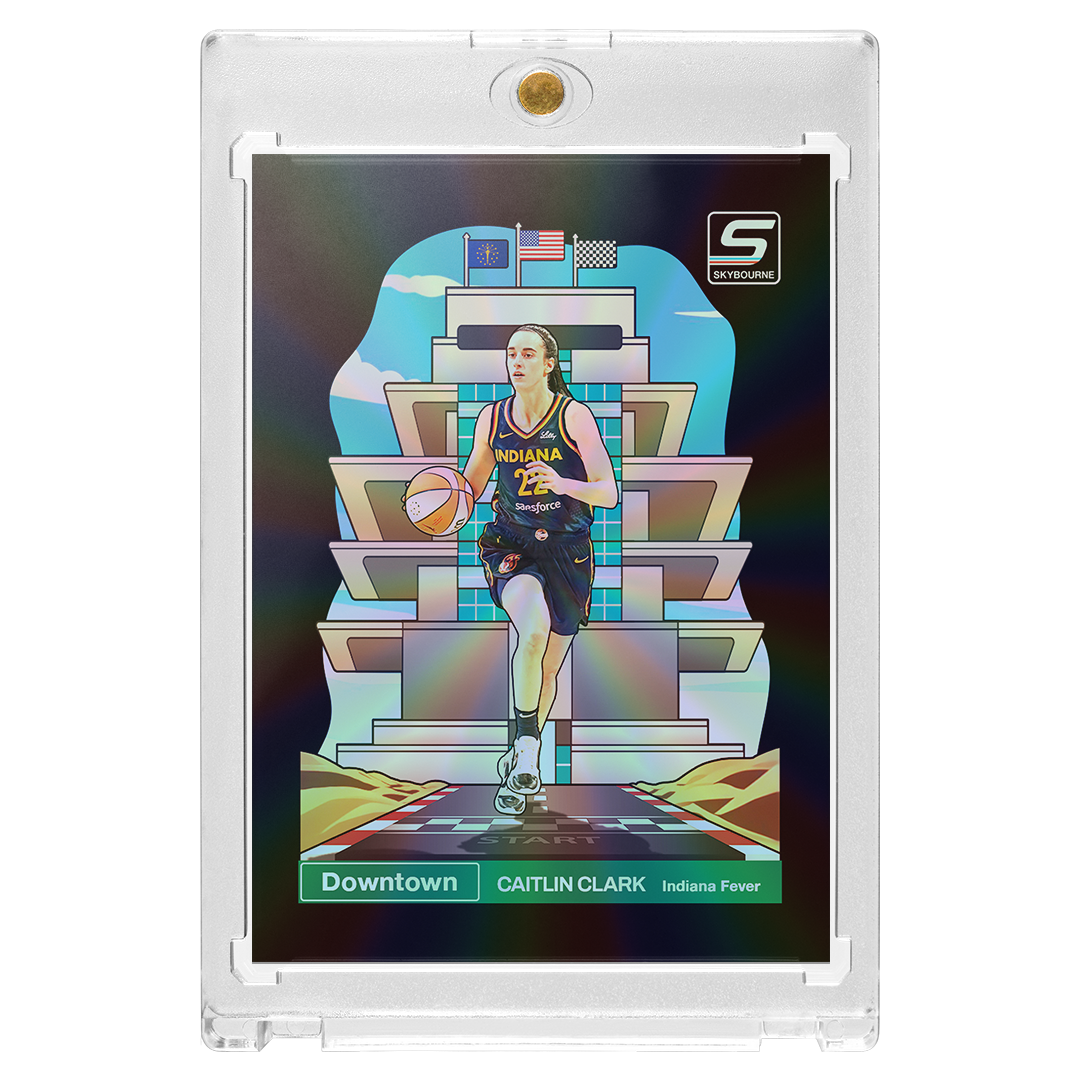 Custom Caitlin Clark Black Holographic Downtown Speedway Card