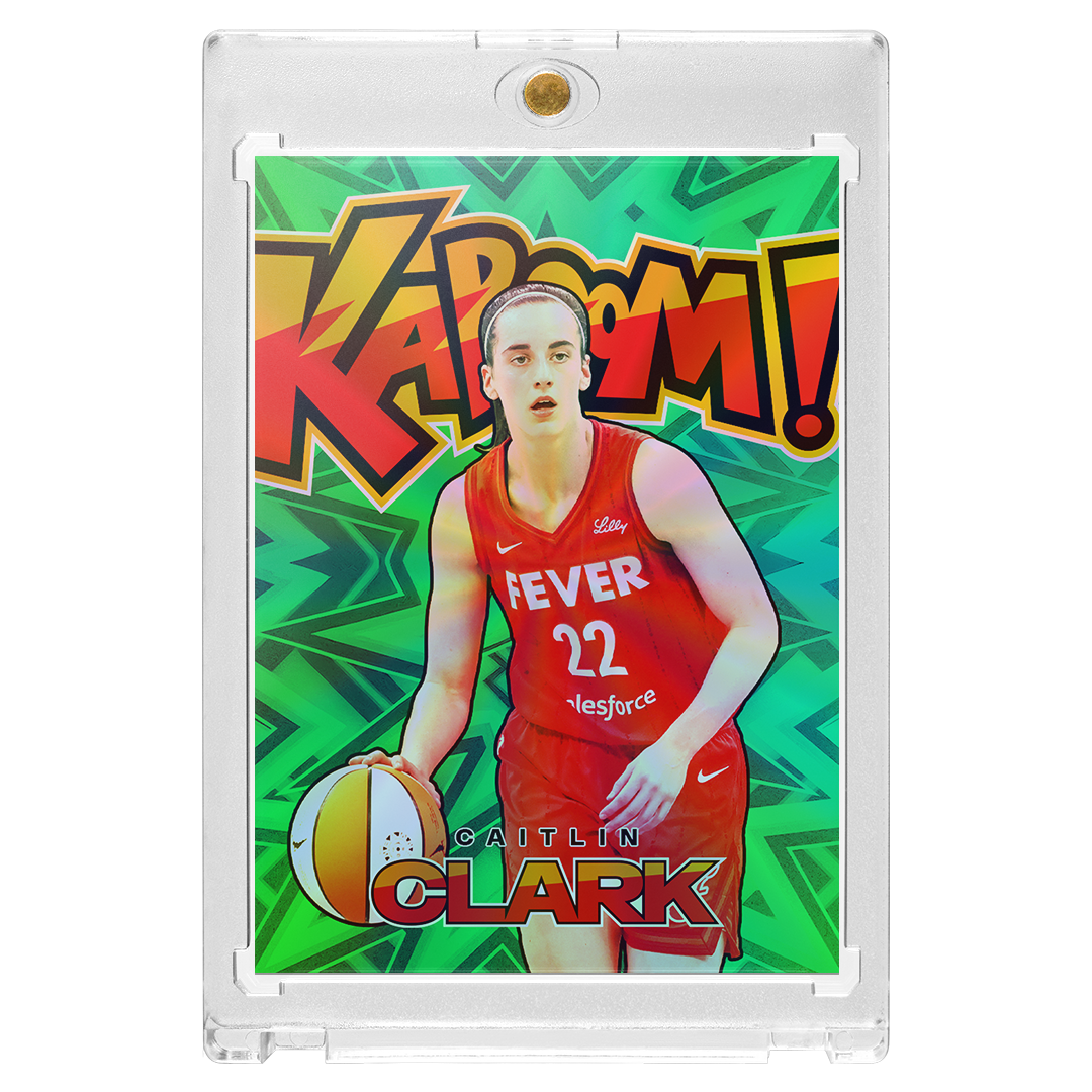 Custom Caitlin Clark Green Holographic Kaboom Card